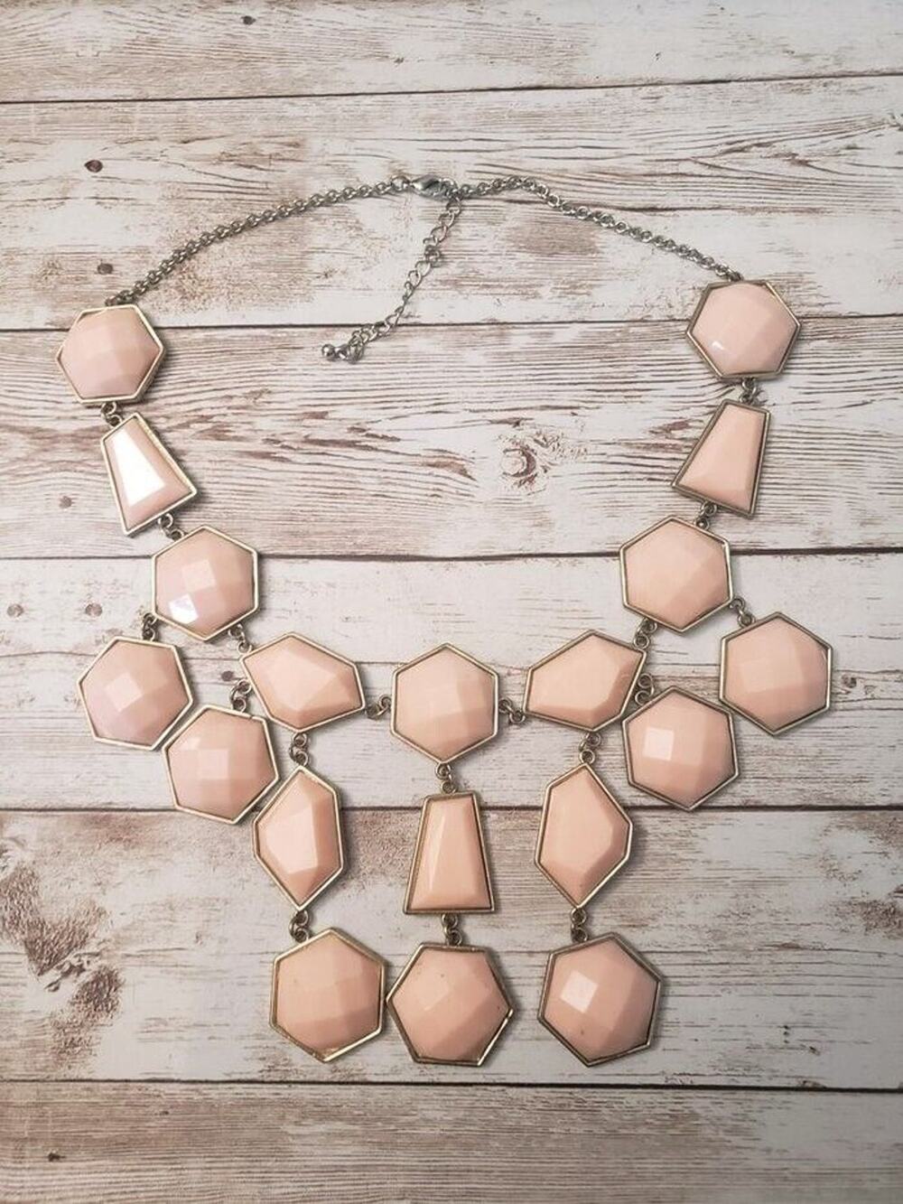 Vintage Statement Necklace - Light Pink With A Peachy Like Hue